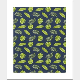 Tropical Leaves Pattern in Charcoal | Summer | Island Paradise | Tropical Posters and Art